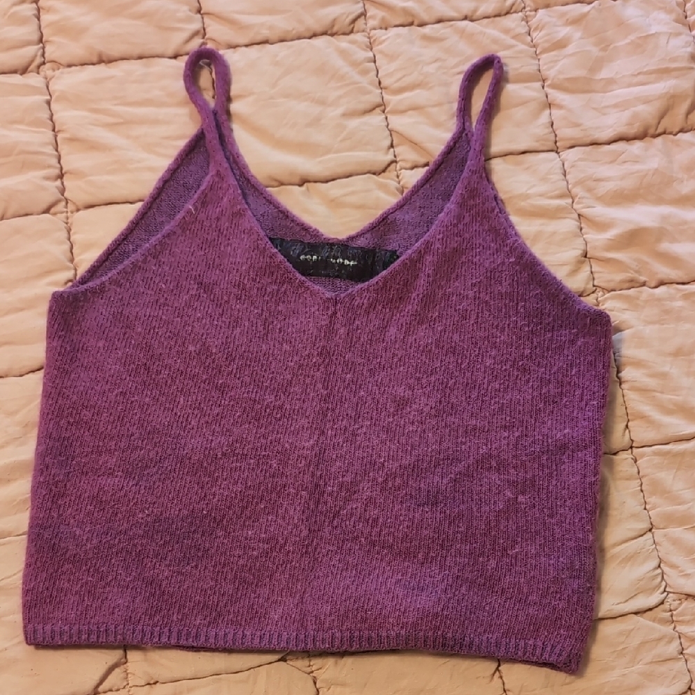 Purple Sleeveless Fitted Crop Tank Top
